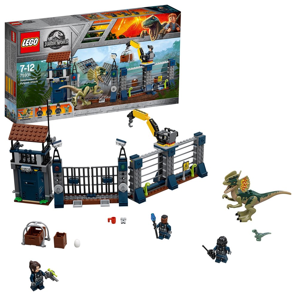 LEGO 75931 Jurassic World Dilophosaurus Outpost Attack Playset, Dinosaur Figures, Build and Play Dinosaur Toys for Kids