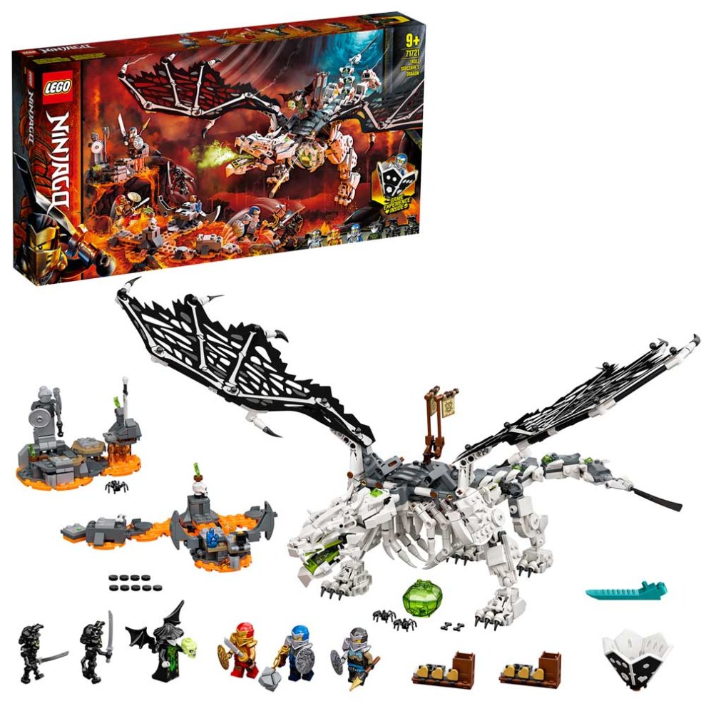 LEGO 71721 NINJAGO Skull Sorcerer's Dragon Toy 2in1 Building Set & Board Game with Skeleton Army Figures