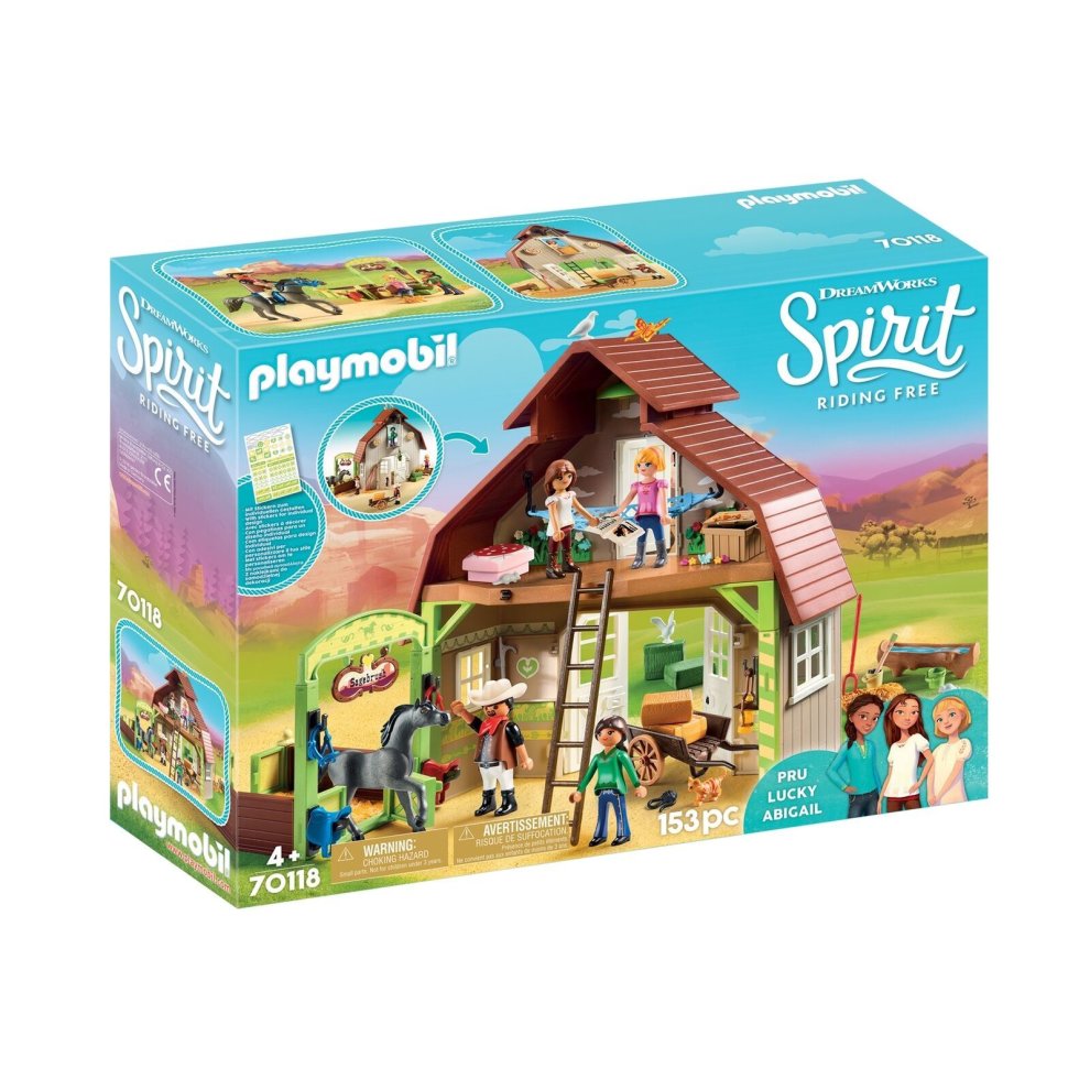 Playmobil 70118 DreamWorks Spirit Barn with Lucky, Pru & Abigail