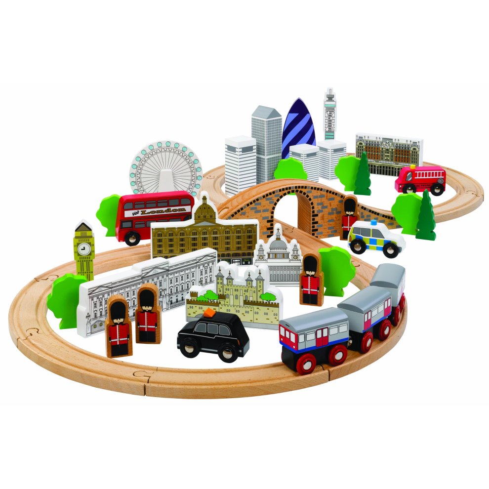 Tidlo, Wooden City of London Figure of Eight Train Set, Wooden Toys, Wooden Train Set, Kids Train Set, Bigjigs Train Set, Big Ben, Train Toys