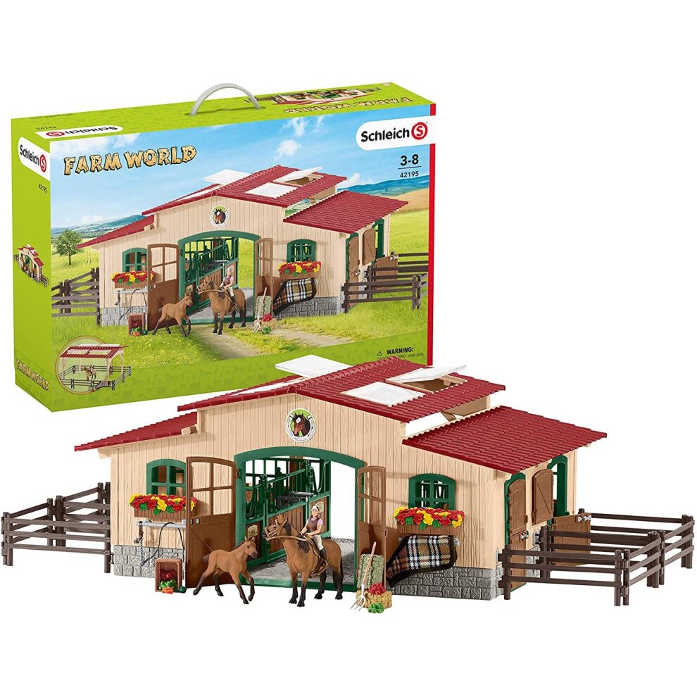 Schleich Farm World Stable with Horses & Accessories Playset