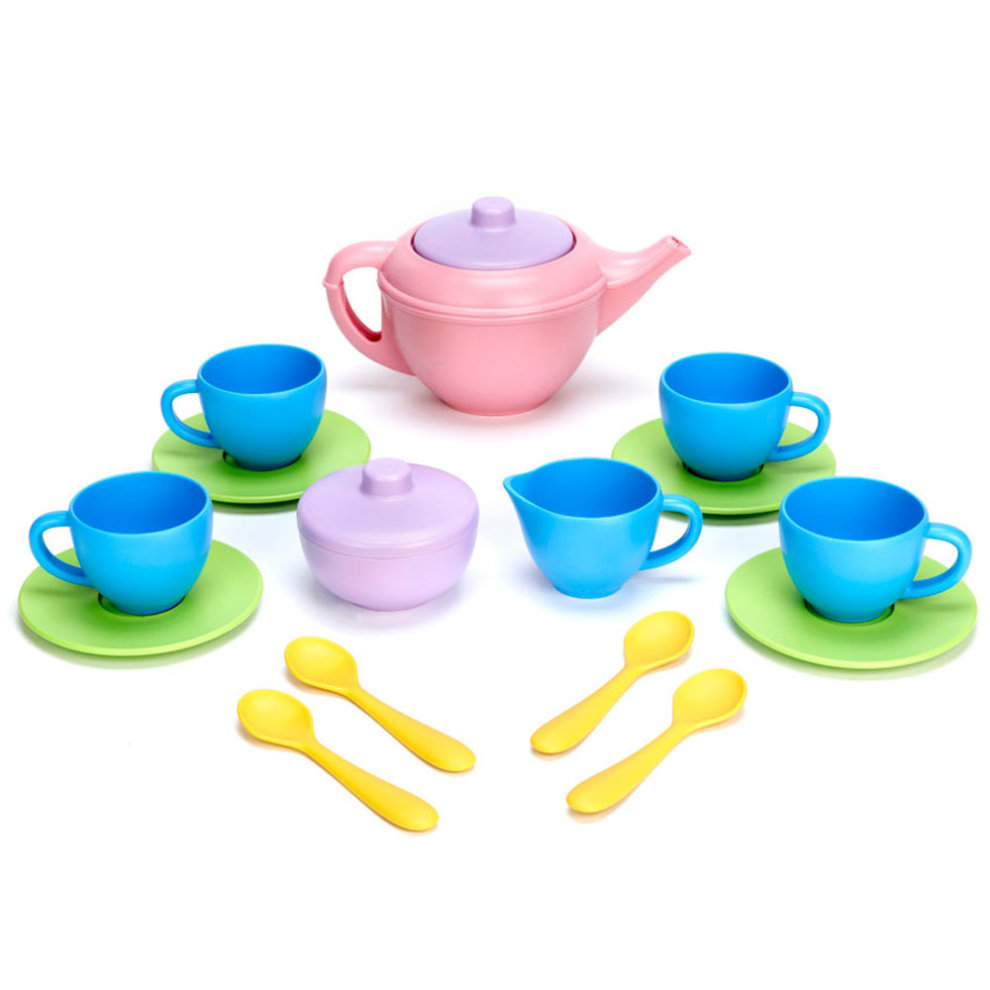 Green Toys Tea Set with Pink Teapot - BPA Free