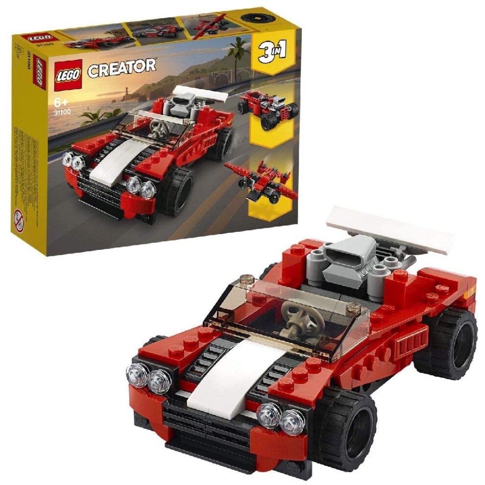 LEGO 31100 Creator 3in1 Sports Car - Hot Rod - Plane Building Set, Toys for 7+ Years Old Boys and Girls