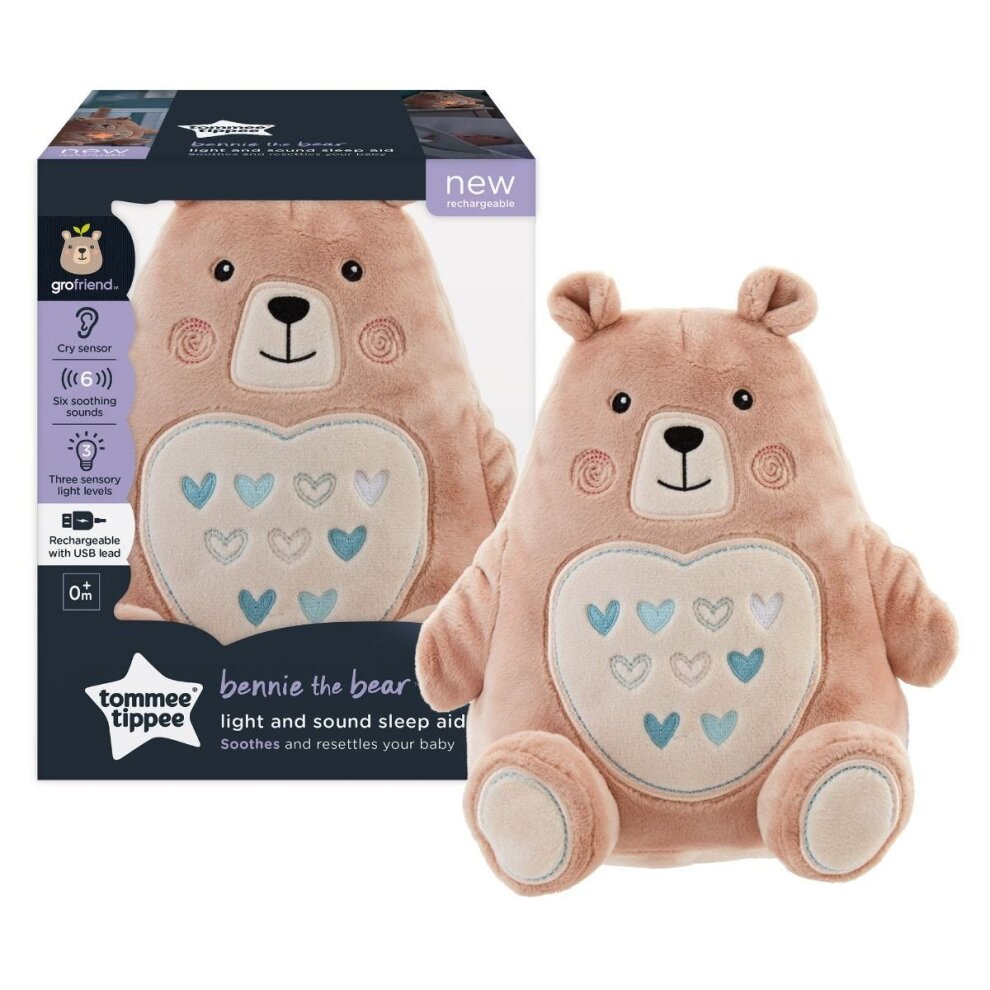 Tommee Tippee Light and Sound Sleep Aid Bennie the Bear Grofriends Rechargeable