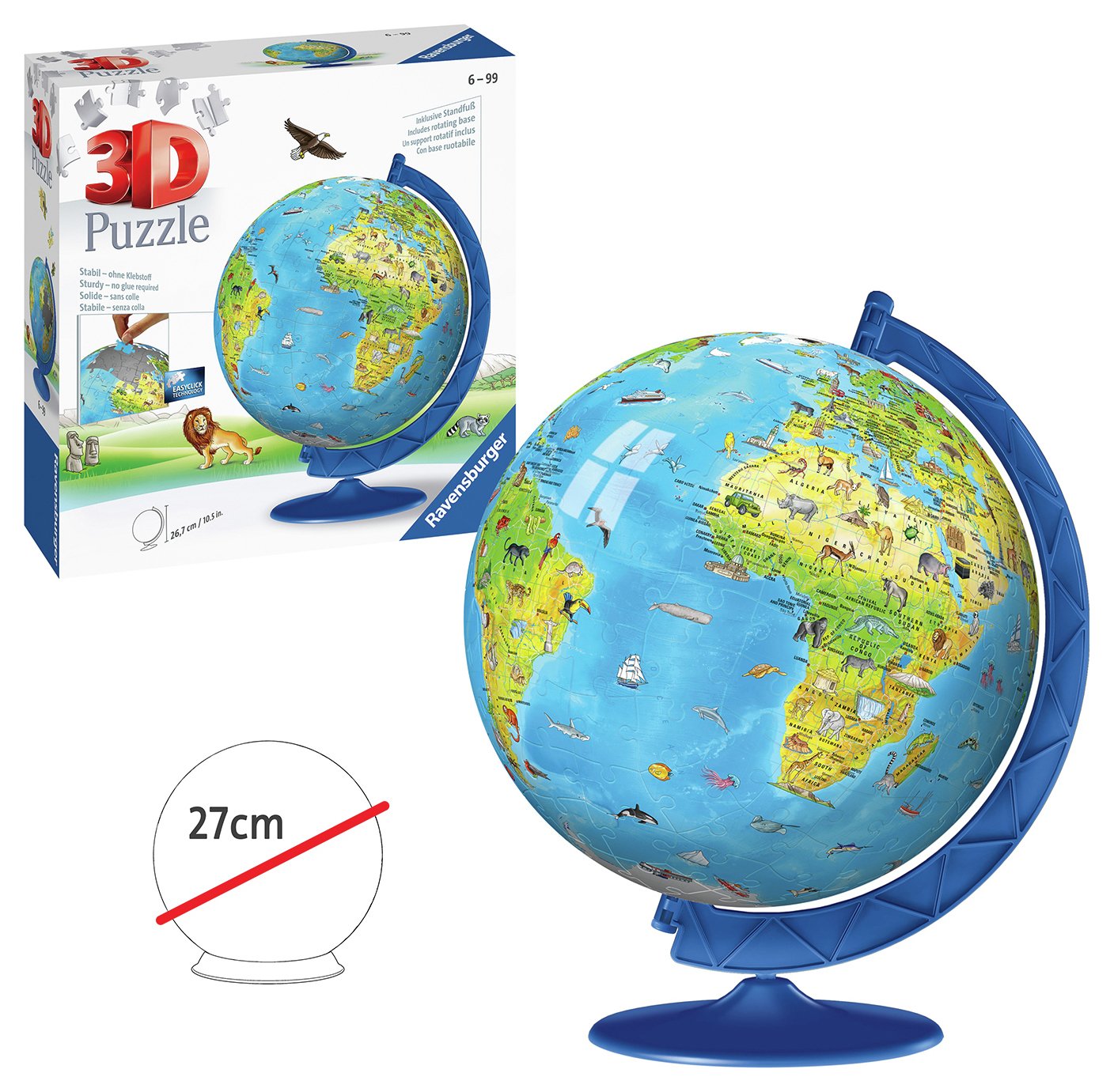 Children's World Map 180 Piece 3D Globe
