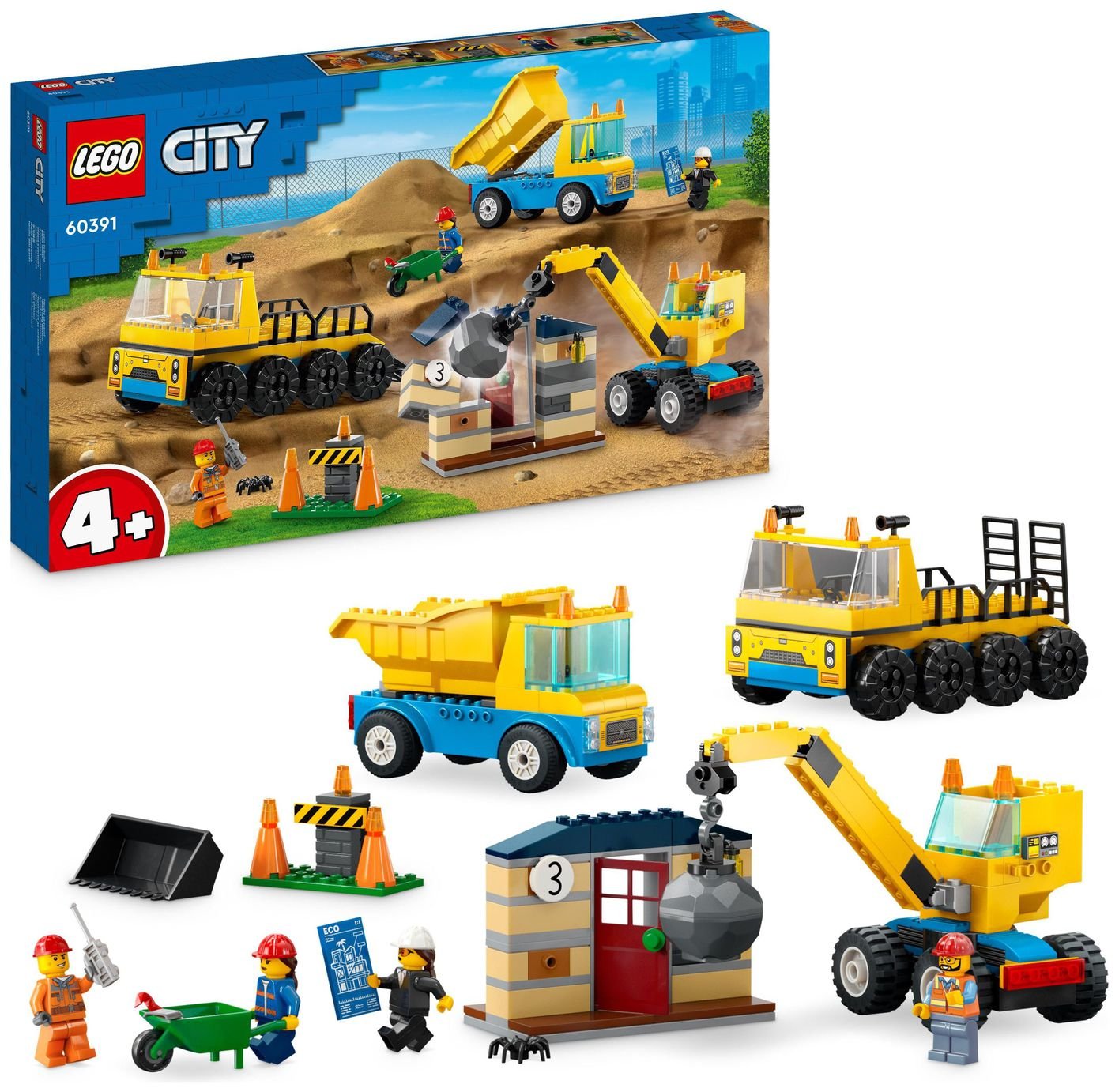 LEGO City Construction Trucks & Wrecking Ball Crane 60391