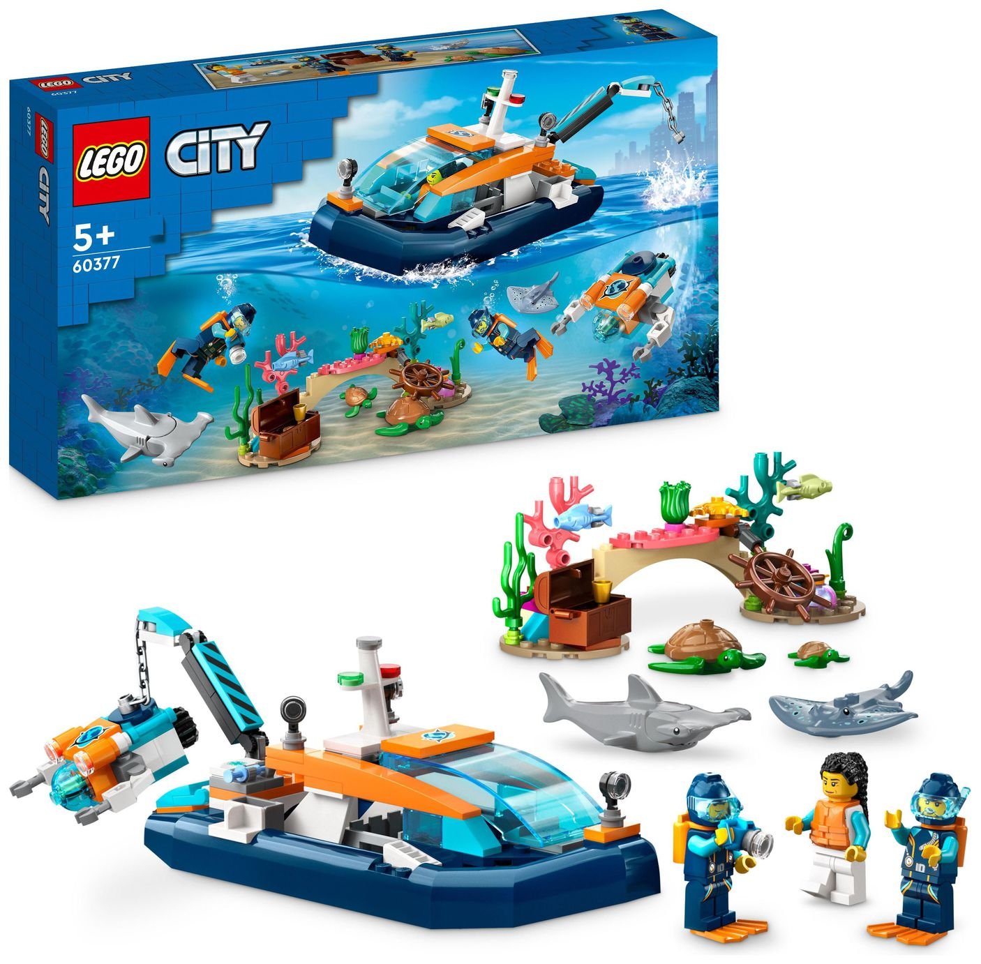 LEGO City Explorer Diving Boat Set with Submarine Toy 60377