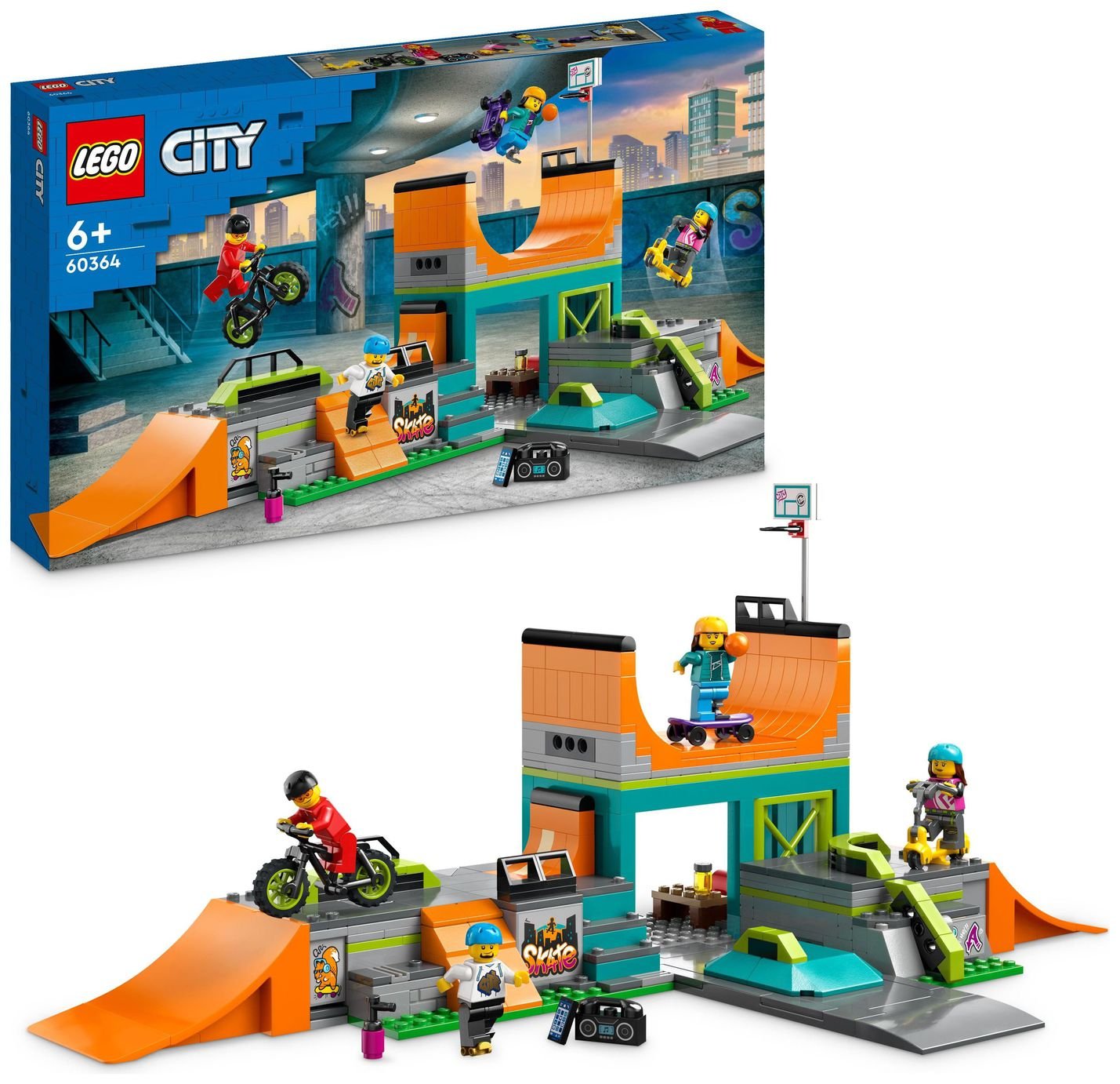 LEGO City Street Skate Park Set, Skateboard Stunts Toy 60364