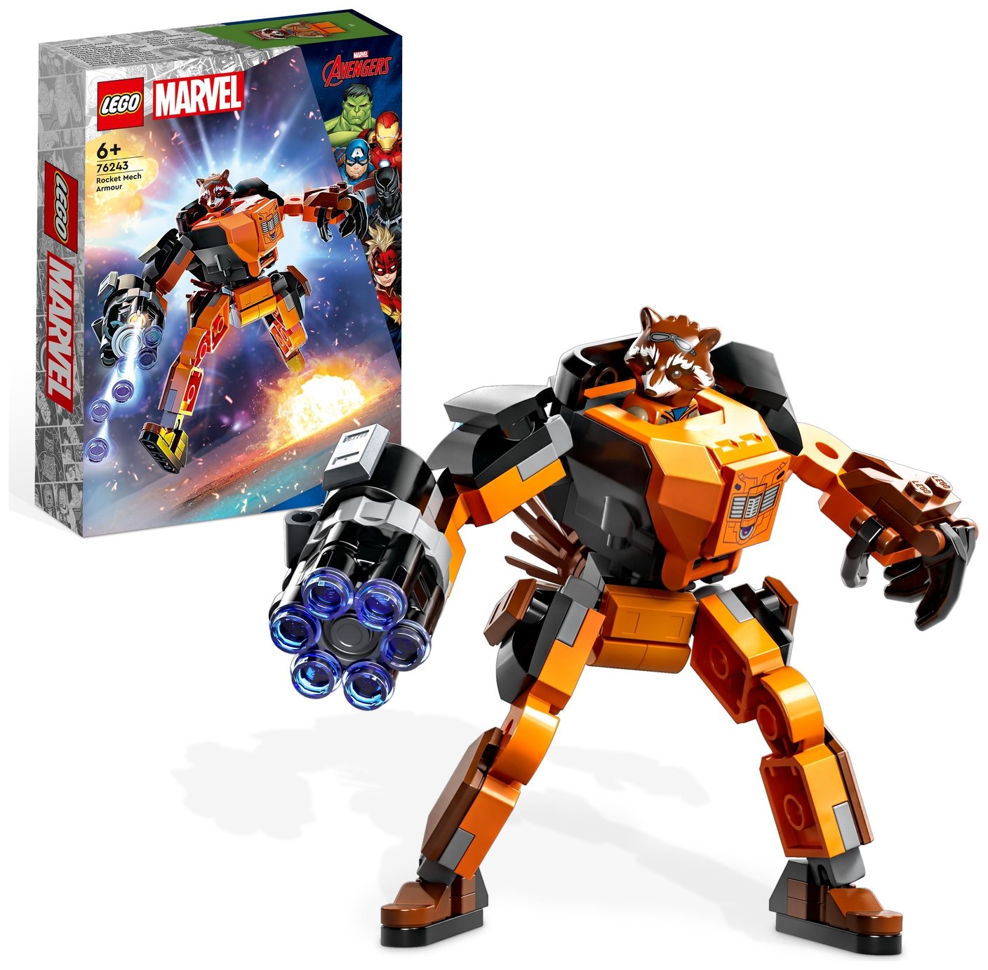 LEGO Marvel Rocket Mech Armour Superhero Action Figure 76243