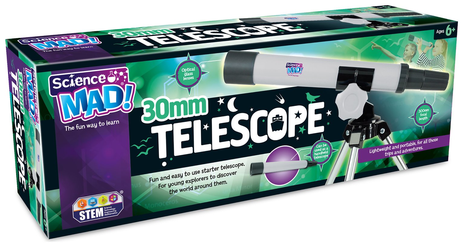 Science Mad 30mm Telescope with Tripod