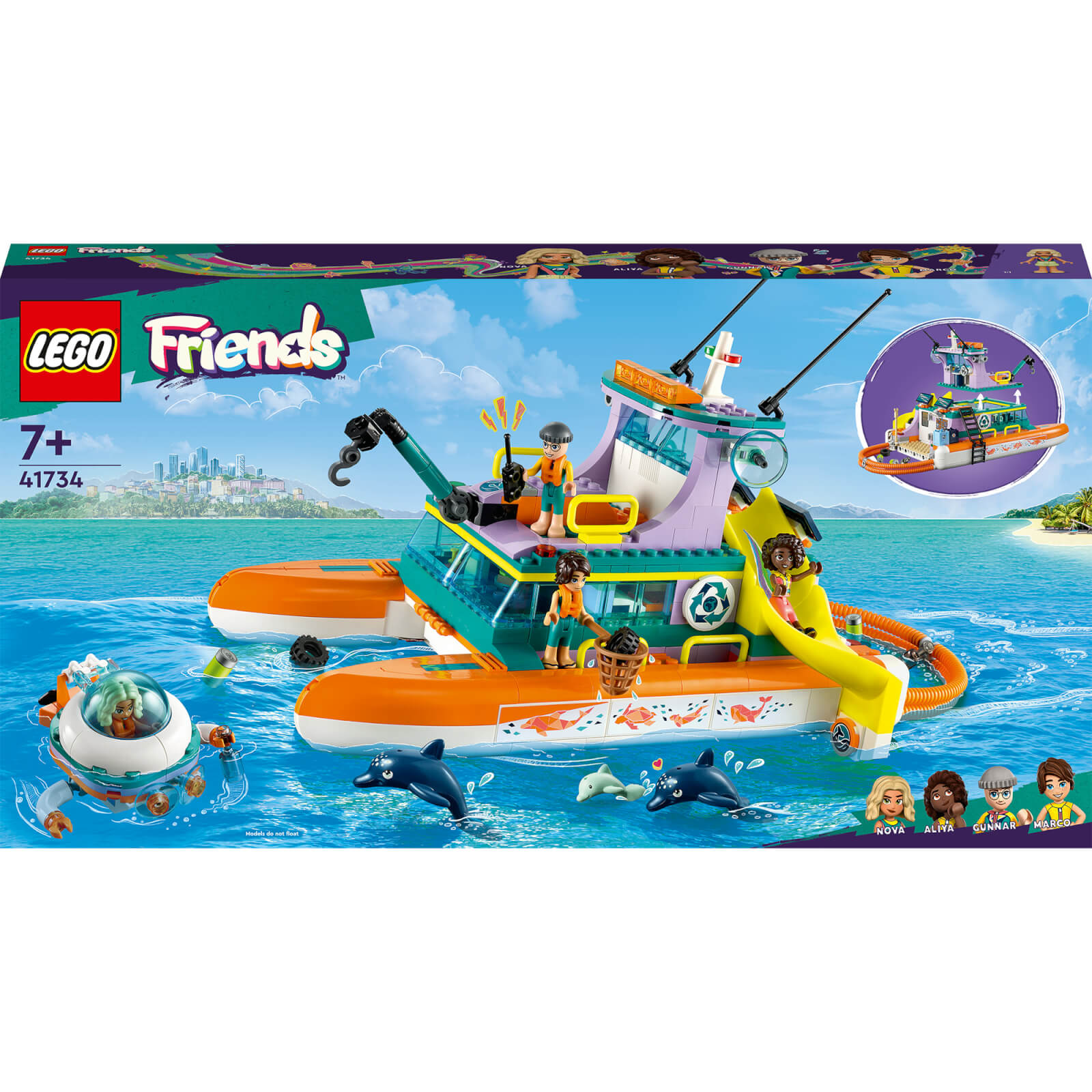 LEGO Friends: Sea Rescue Boat Toy with Dolphin Figures (41734)