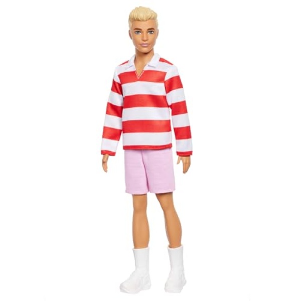 Barbie Fashionistas Ken Doll, Red Striped Top & Pink Shorts - Image 4