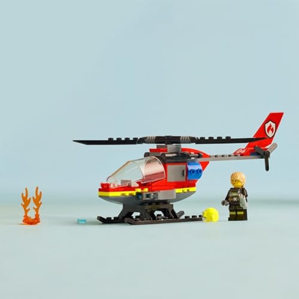 LEGO City Fire Rescue Helicopter Toy Vehicle Set 60411 - Image 5
