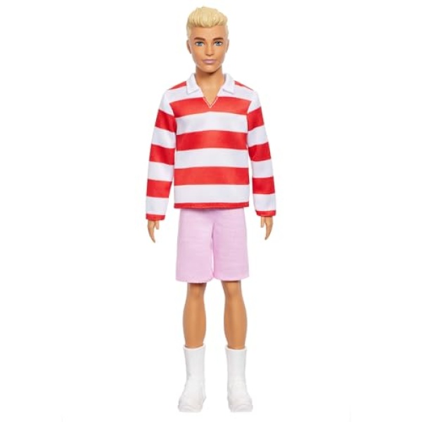 Barbie Fashionistas Ken Doll, Red Striped Top & Pink Shorts - Image 3