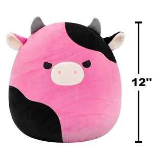 Squishmallows 12 inch Black and Pink Cow Plush