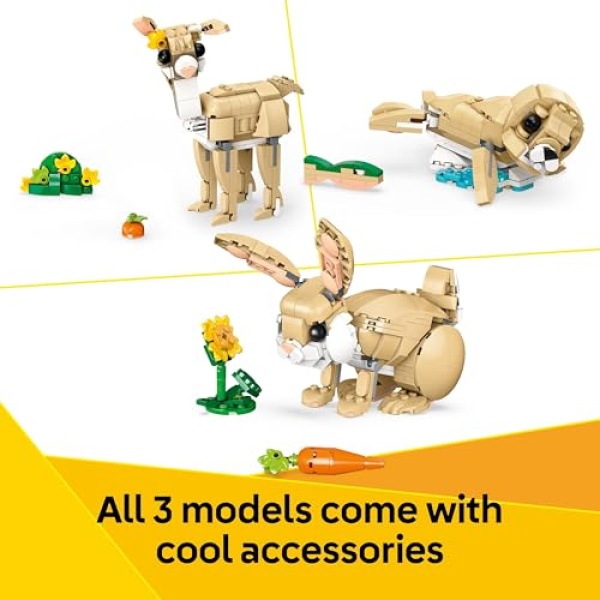 LEGO Creator 3in1 Cute Bunny Toy, Animal Figure Set 31162 - Image 5