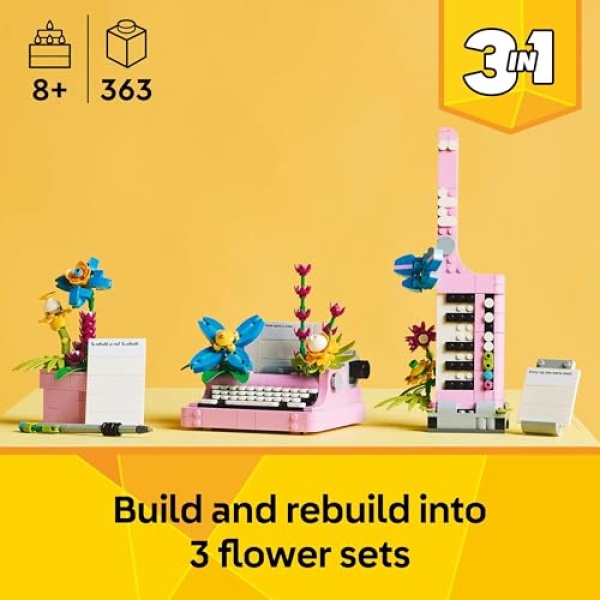LEGO Creator 3in1 Typewriter with Flowers Toy for Kids 31169 - Image 2