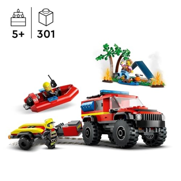 LEGO City 4x4 Fire Engine with Rescue Boat Toys 60412 - Image 2