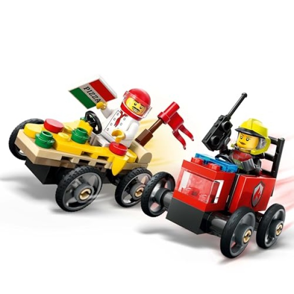 LEGO City Pizza vs. Fire Truck Race Car Pack Toy 60458 - Image 5