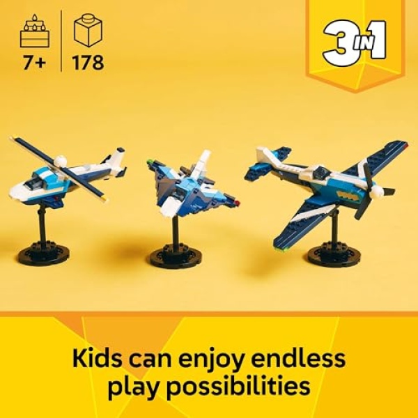 LEGO Creator 3in1 Aircraft: Race Plane Toy for Kids 31160 - Image 2
