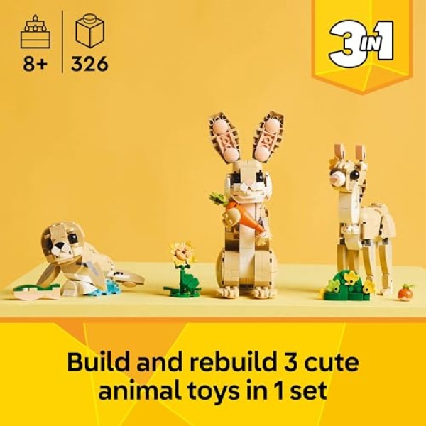 LEGO Creator 3in1 Cute Bunny Toy, Animal Figure Set 31162 - Image 2