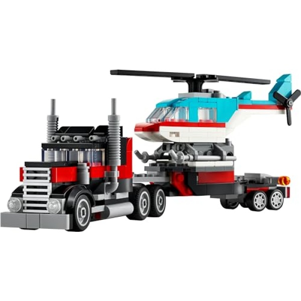 LEGO Creator 3in1 Flatbed Truck with Helicopter Toy 31146 - Image 3