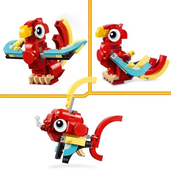 LEGO Creator 3in1 Red Dragon Toy with Animal Figures 31145 - Image 4