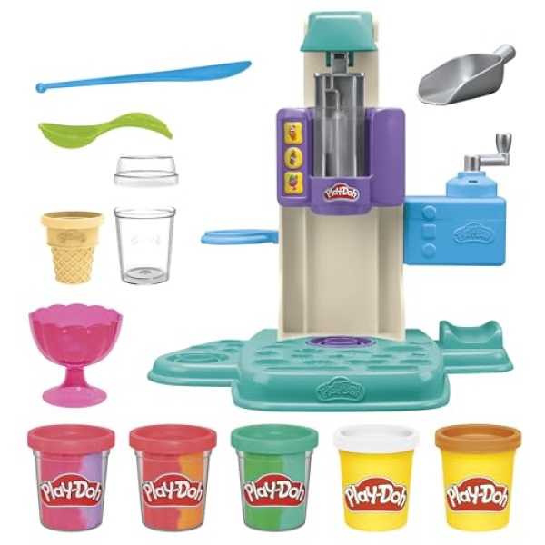 Play-Doh Rainbow Ice Cream Playset with 5 Tubs - Image 3