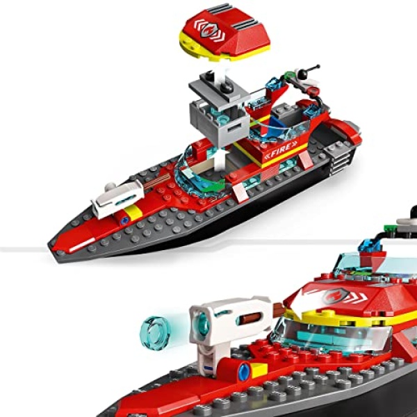 LEGO City Fire Rescue Boat Toy, Floats on Water Set 60373 - Image 4