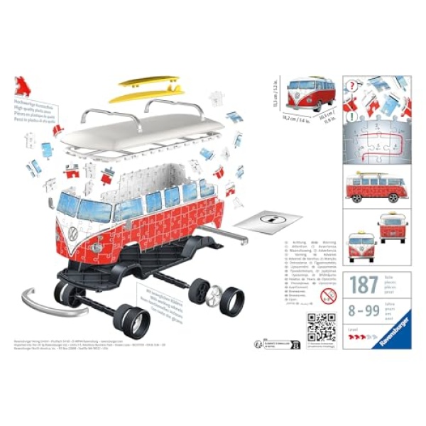 Ravensburger Volkswagen T1 Camper Van 3D Puzzle - 162 Piece - Image 7