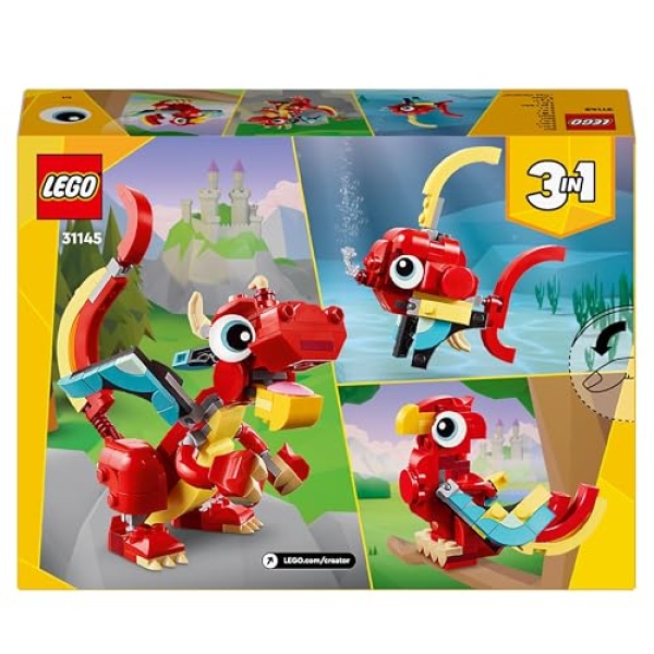 LEGO Creator 3in1 Red Dragon Toy with Animal Figures 31145 - Image 7