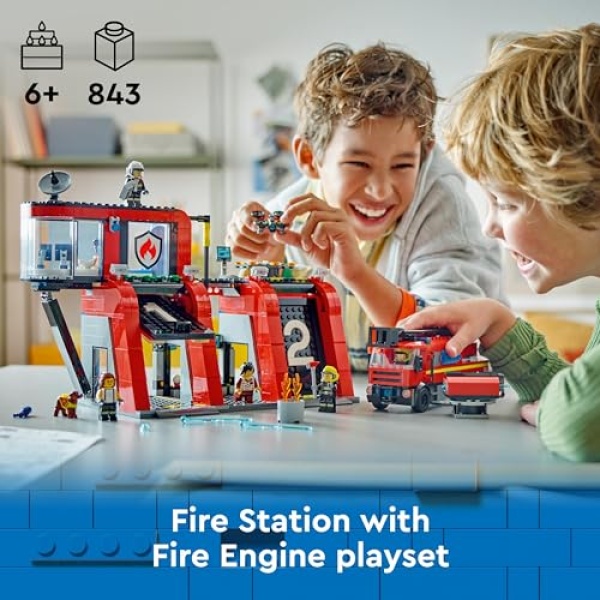 LEGO City Fire Station with Fire Engine Toy Playset 60414 - Image 2