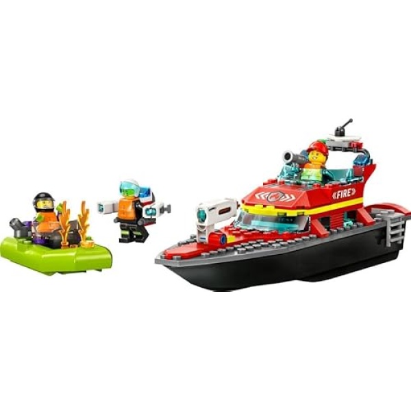 LEGO City Fire Rescue Boat Toy, Floats on Water Set 60373 - Image 3
