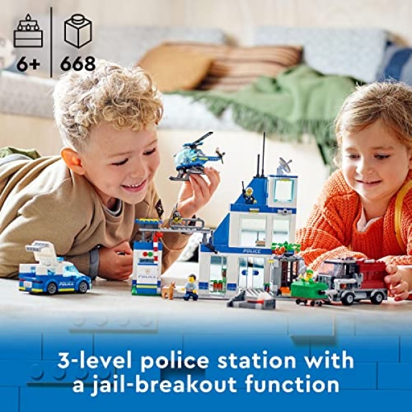 LEGO City Police Station Bin Lorry & Helicopter Toy 60316 - Image 2