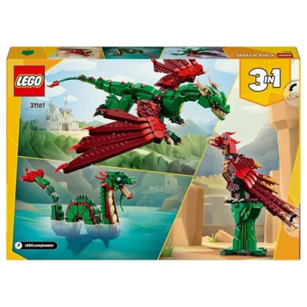 LEGO Creator 3in1 Medieval Dragon Figure, Creative Toy 31161 - Image 3