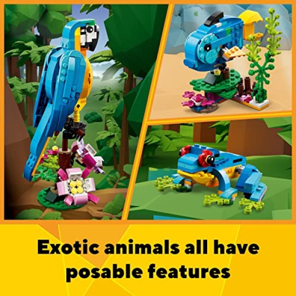 LEGO Creator 3 in 1 Exotic Parrot Animals Building Toy 31136 - Image 5