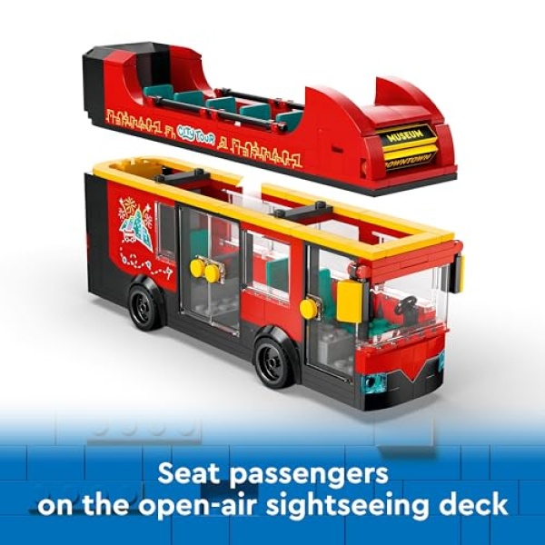 LEGO City Red Double-Decker Sightseeing Bus Toy Set 60407 - Image 4