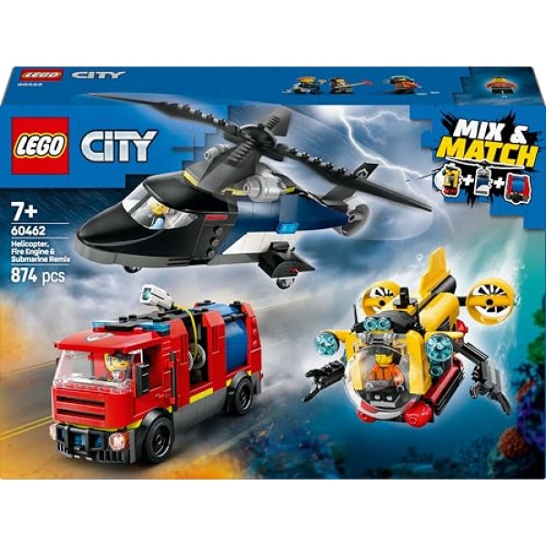 LEGO City Helicopter, Fire Engine & Submarine Remix 60462 - Image 7