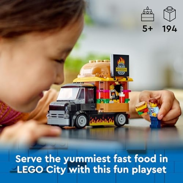 LEGO City Burger Van Food Truck Vehicle Toy Set 60404 - Image 2