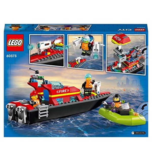 LEGO City Fire Rescue Boat Toy, Floats on Water Set 60373 - Image 9
