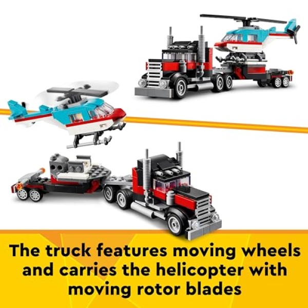 LEGO Creator 3in1 Flatbed Truck with Helicopter Toy 31146 - Image 4