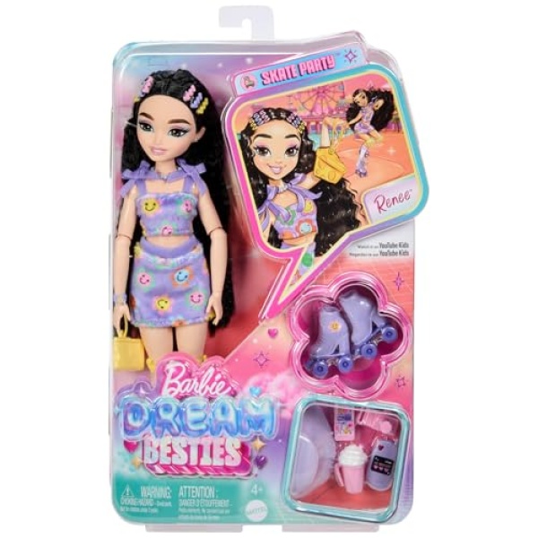 Dream Besties Barbie Renee Roller Skating Fashion Doll - Image 5