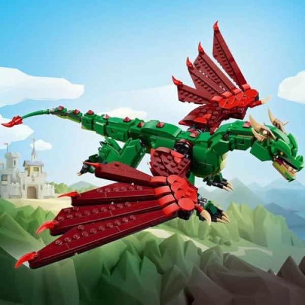LEGO Creator 3in1 Medieval Dragon Figure, Creative Toy 31161 - Image 6