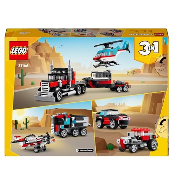 LEGO Creator 3in1 Flatbed Truck with Helicopter Toy 31146 - Image 8