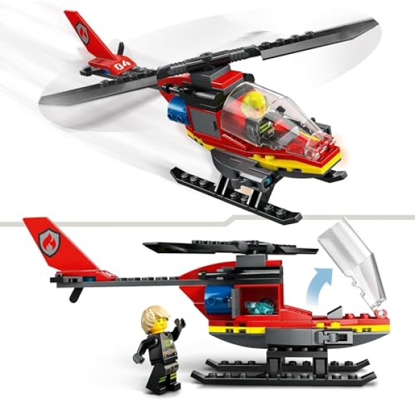 LEGO City Fire Rescue Helicopter Toy Vehicle Set 60411 - Image 2