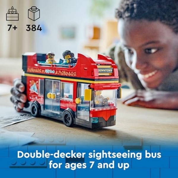 LEGO City Red Double-Decker Sightseeing Bus Toy Set 60407 - Image 2