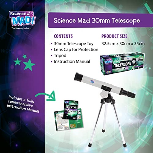 Science Mad 30mm Telescope with Tripod - Image 3