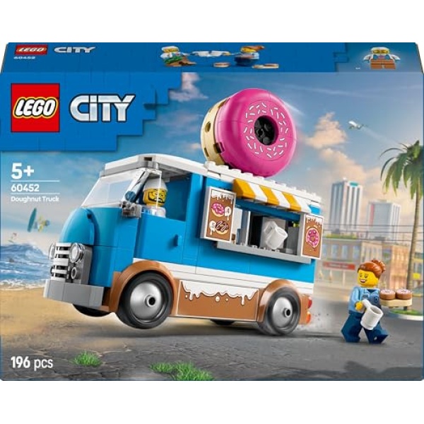LEGO City Doughnut Truck Toy, Set with 2 Minifigures 60452 - Image 6