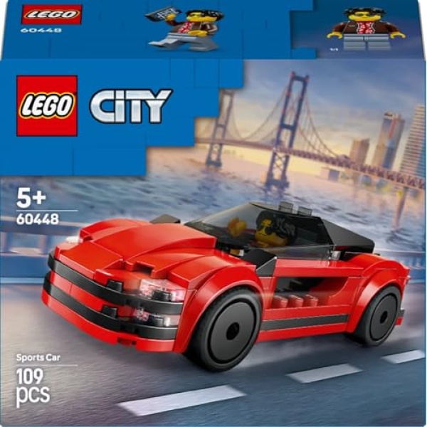 LEGO City Red Sports Car, Toy Supercar Vehicle Set 60448 - Image 7