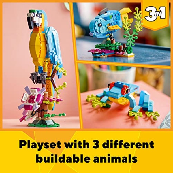 LEGO Creator 3 in 1 Exotic Parrot Animals Building Toy 31136 - Image 4